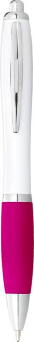 NASH WHITE ECO - Recycled ballpoint pen with coloured grip