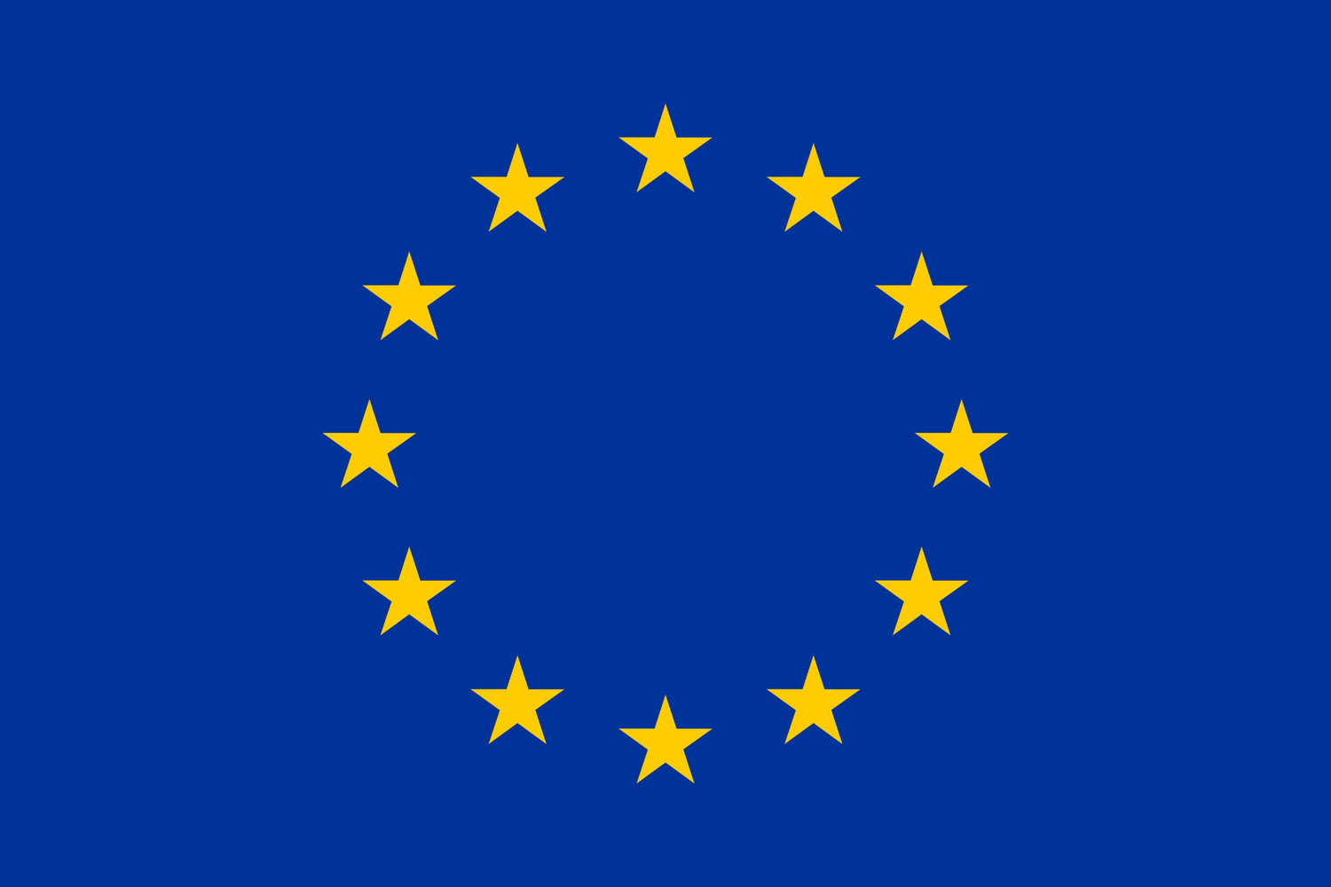 The European Union flag with golden stars on blue background — representing Swish & Click’s commitment to one global standard in branded merchandise, powered by a unified pan-European network.