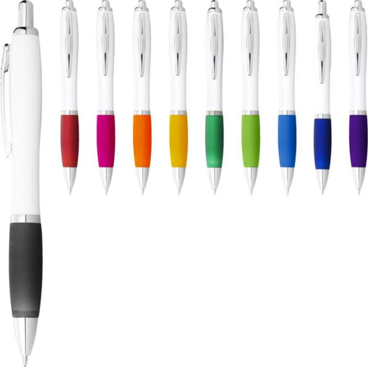 NASH WHITE ECO - Recycled ballpoint pen with coloured grip