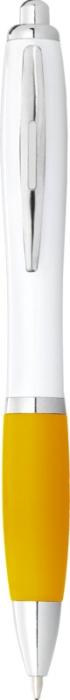 NASH WHITE ECO - Recycled ballpoint pen with coloured grip